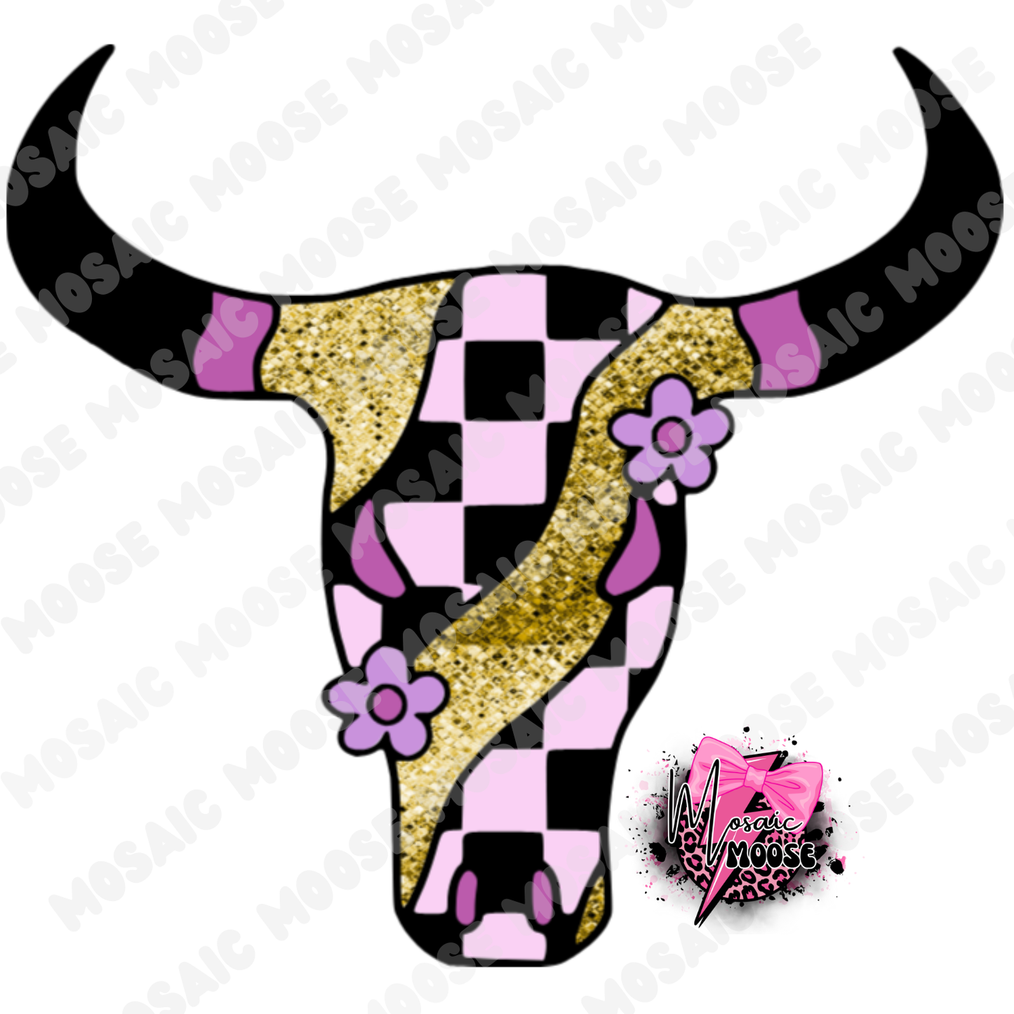 Retro Checkered Bull-10