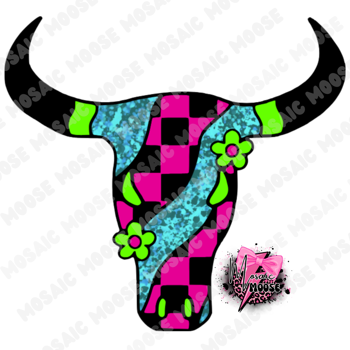 Retro Checkered Bull-11