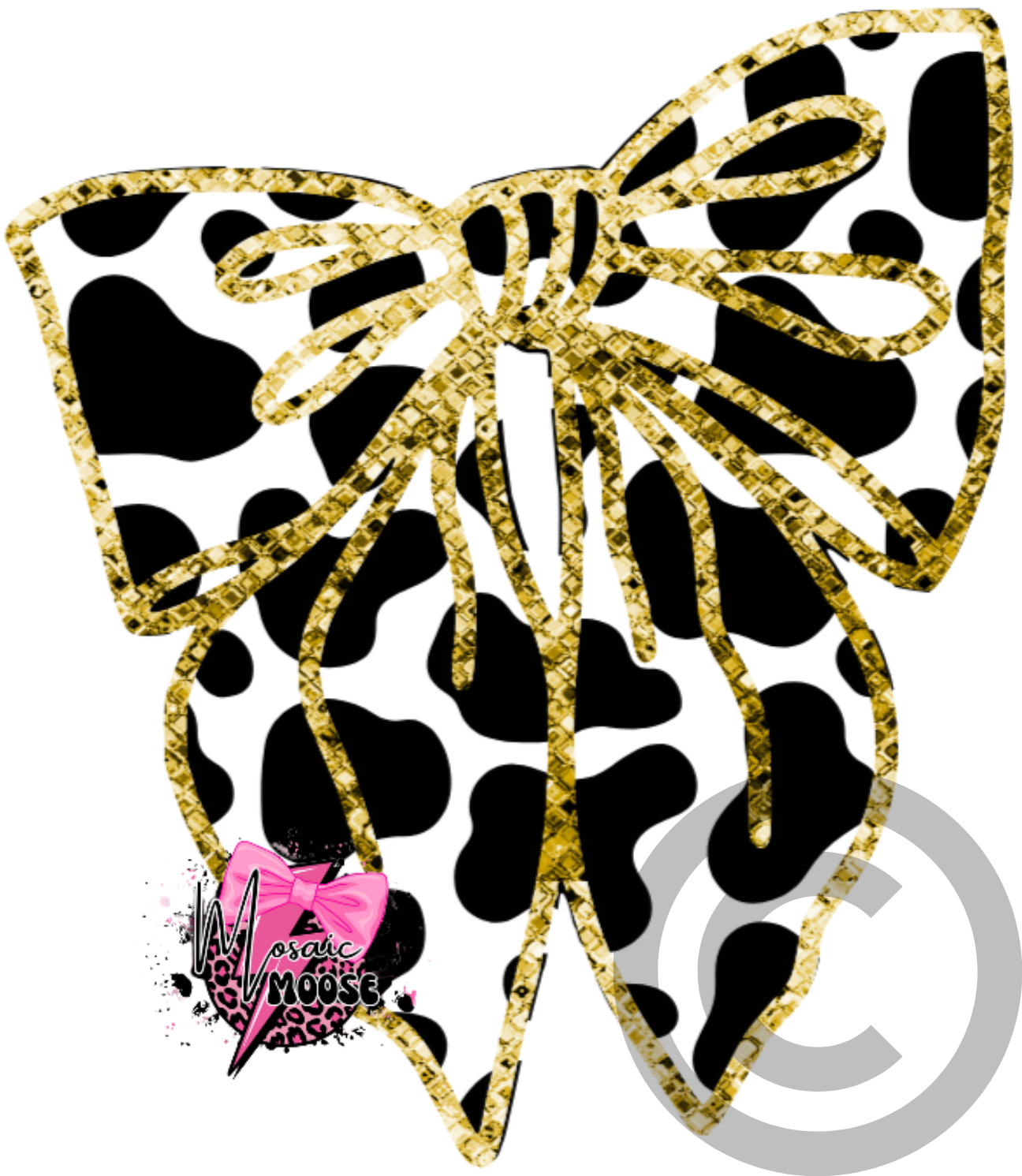 Slouchy Bow-Cow Print Gold