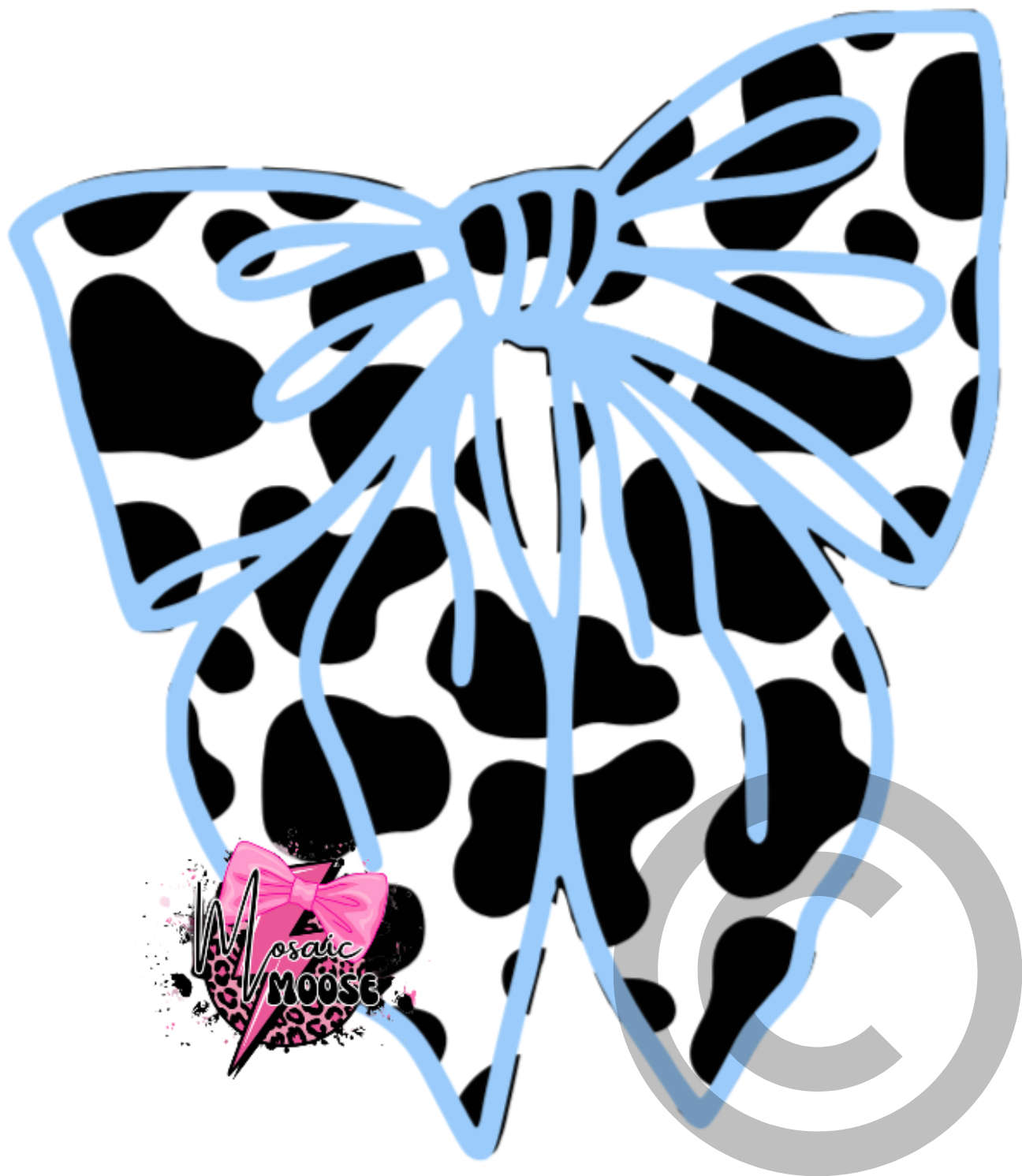 Slouchy Bow-Cow Print Blue