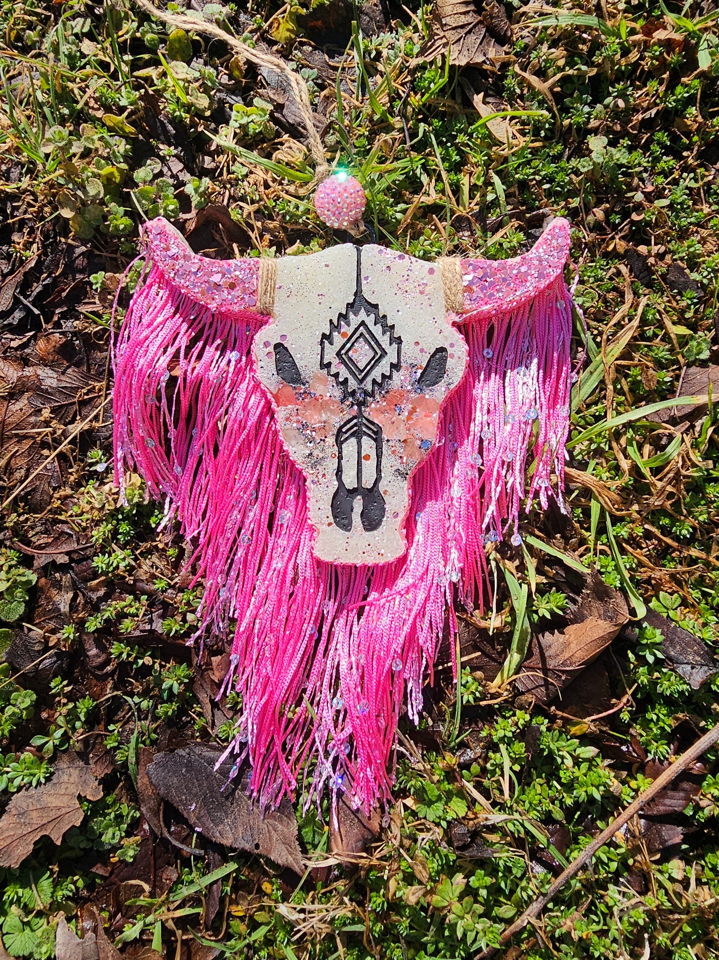 Pink Bull Head with Fringe
