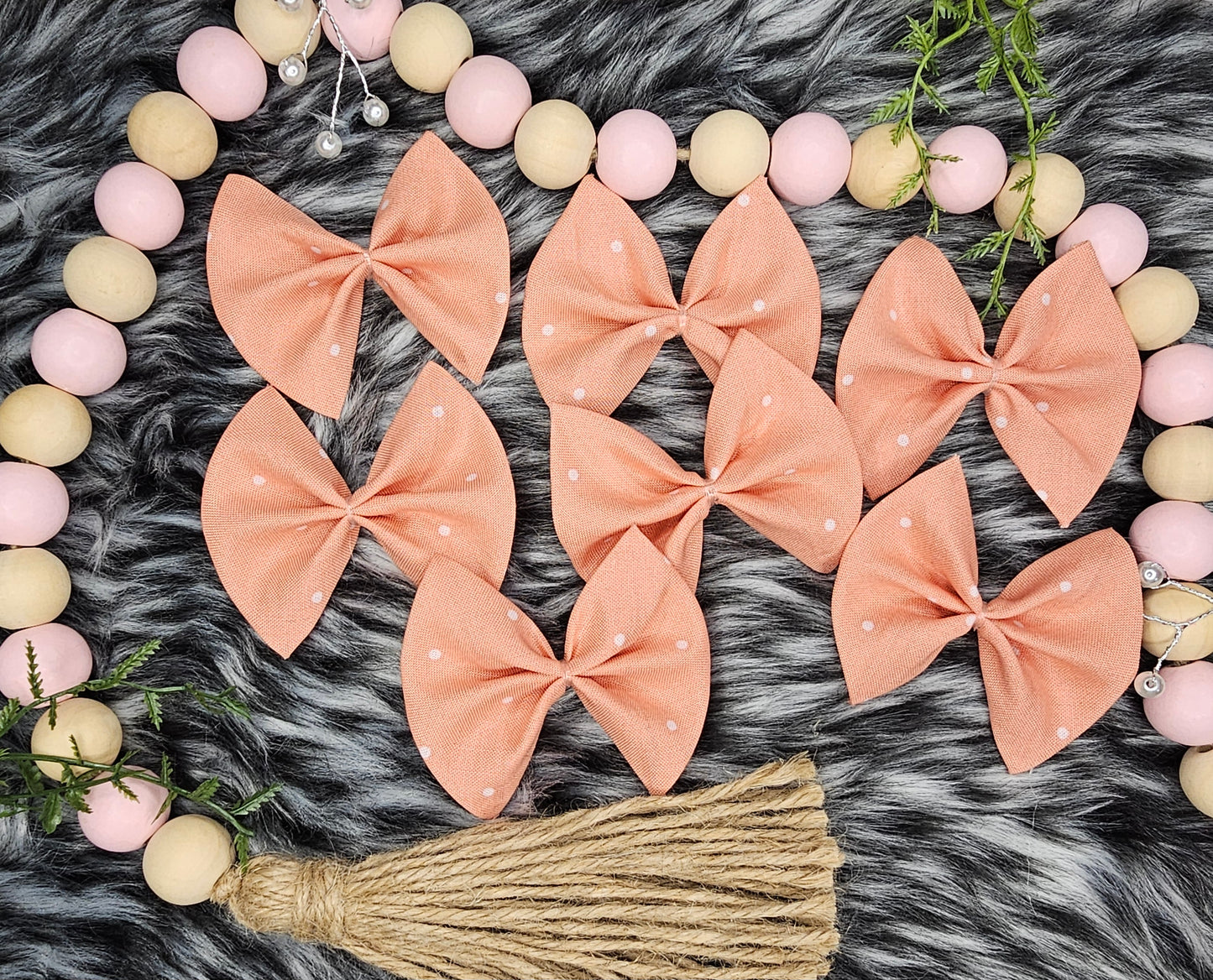 Peachy polkadot print bows