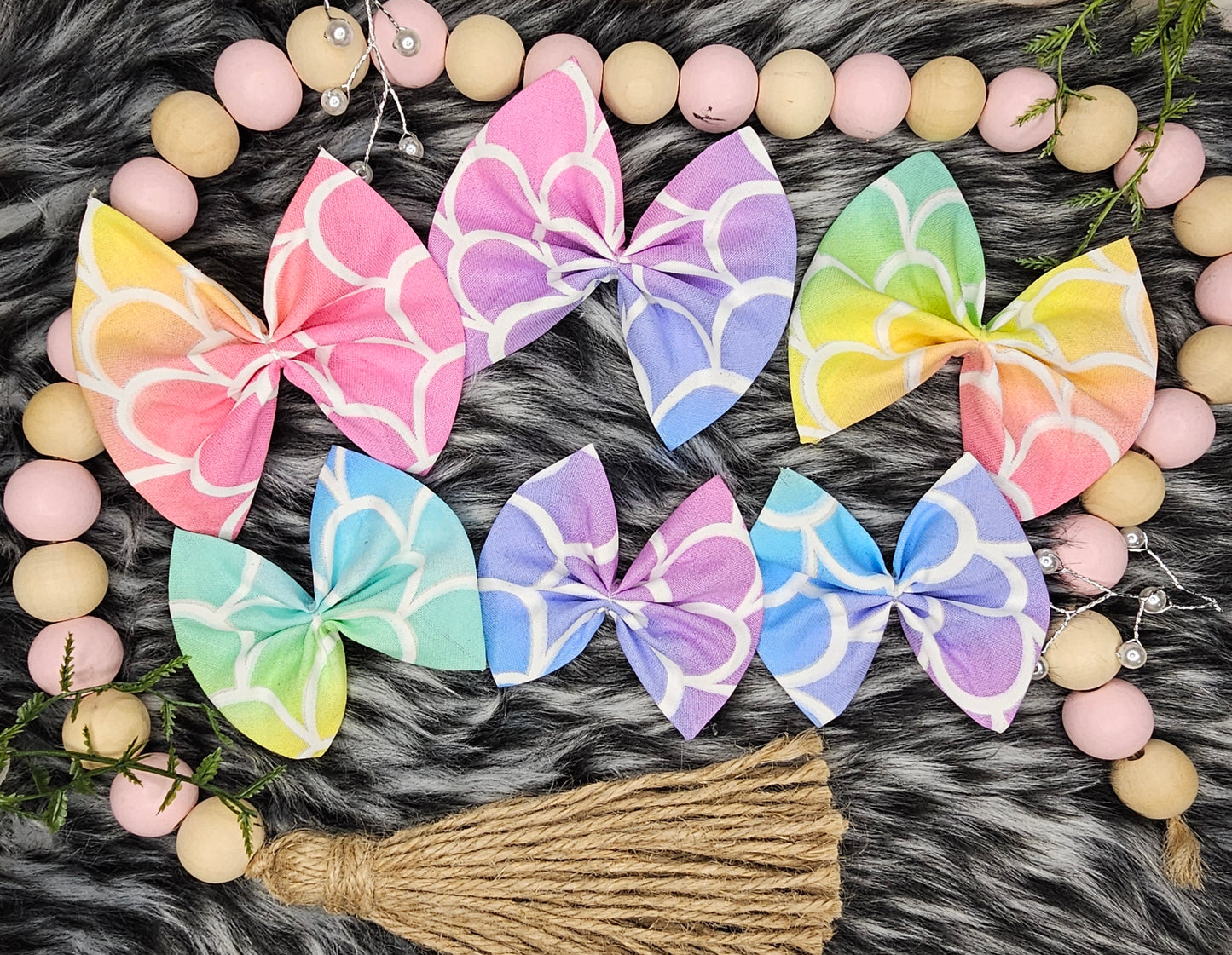 Mermaid print bows