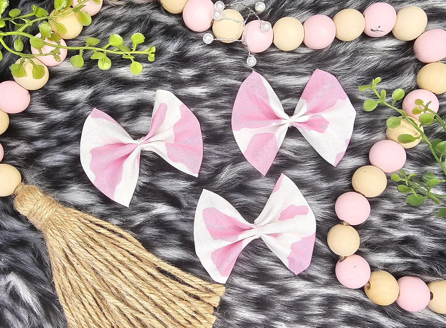 Pink Cow Print Bows