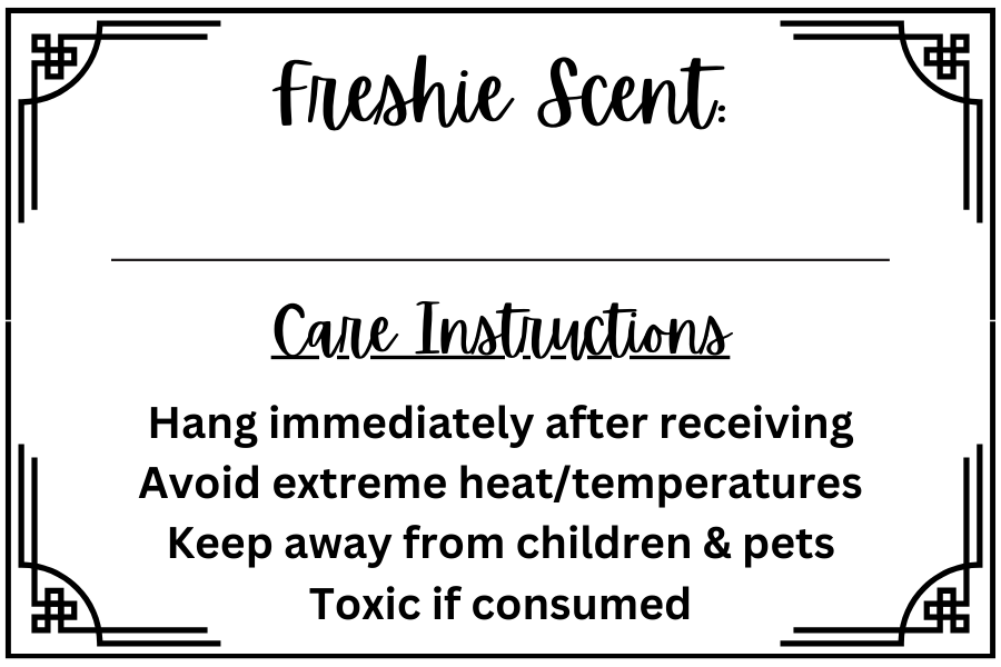 Freshie Scent Labels