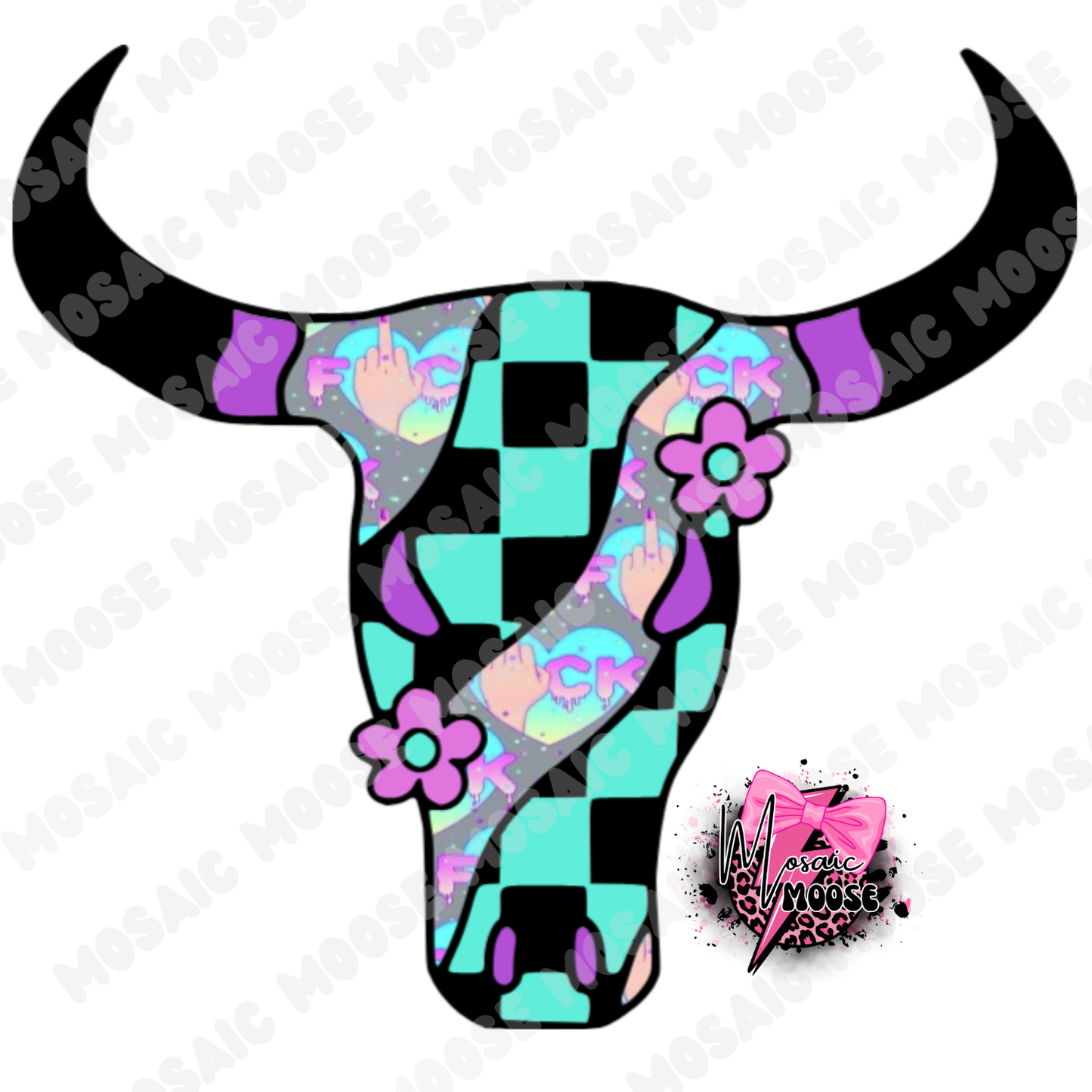 Retro Checkered Bull-3