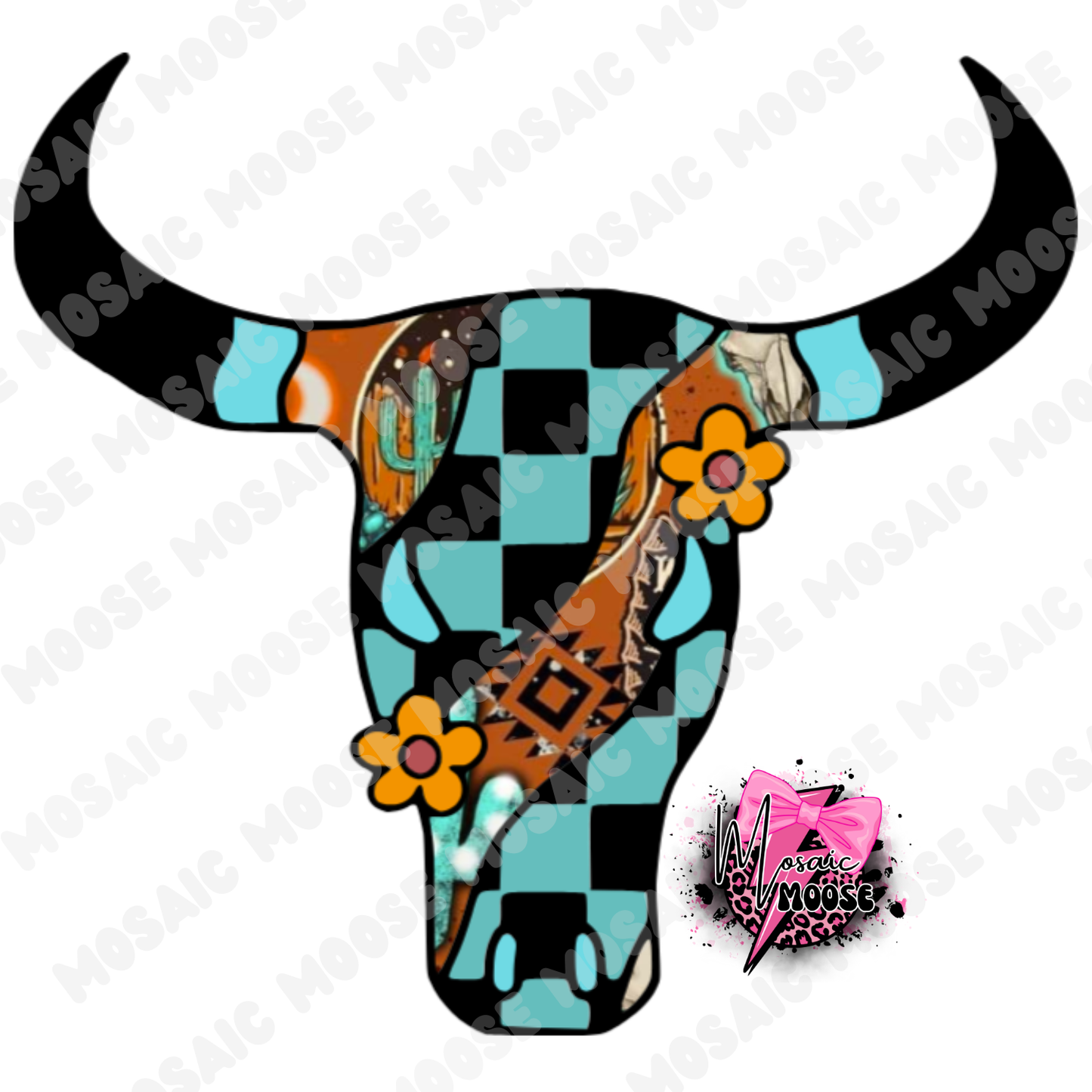 Retro Checkered Bull-5
