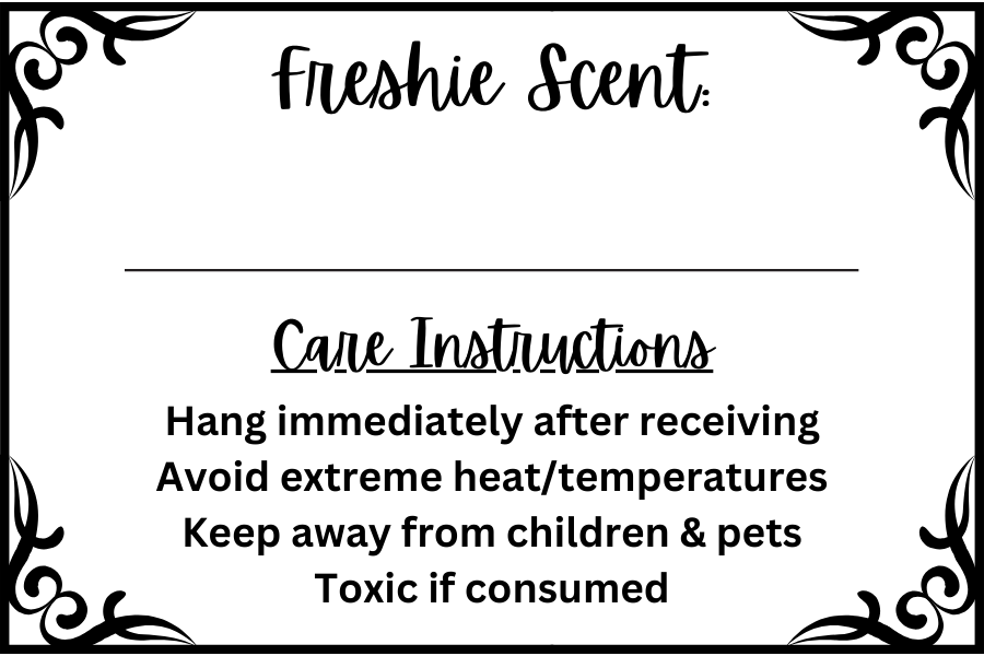 Freshie Scent Labels
