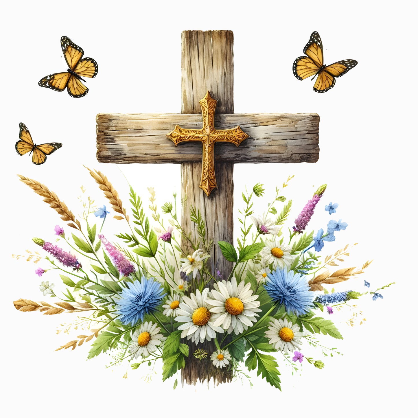 Floral Cross w/ Butterfly-10