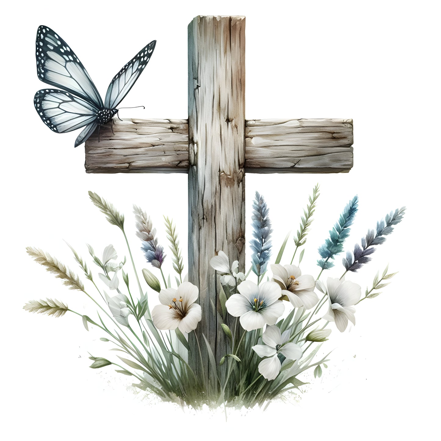 Floral Cross w/ Butterfly-12