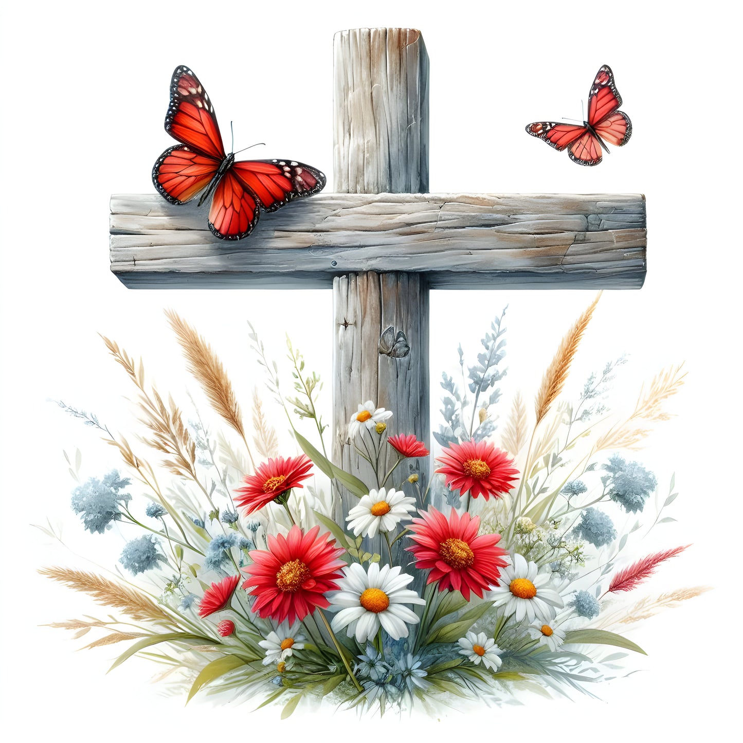 Floral Cross w/ Butterfly-19