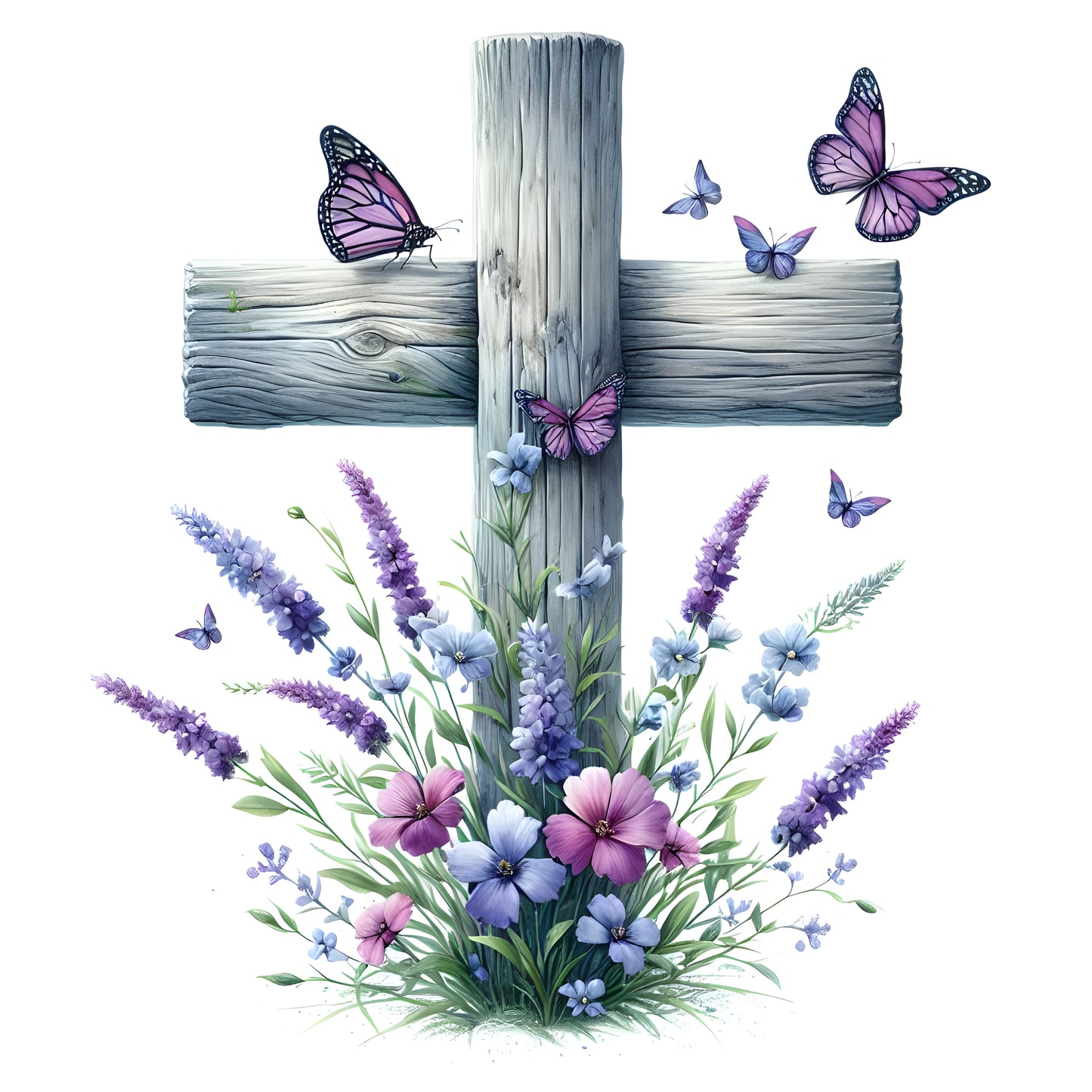 Floral Cross w/ Butterfly-6