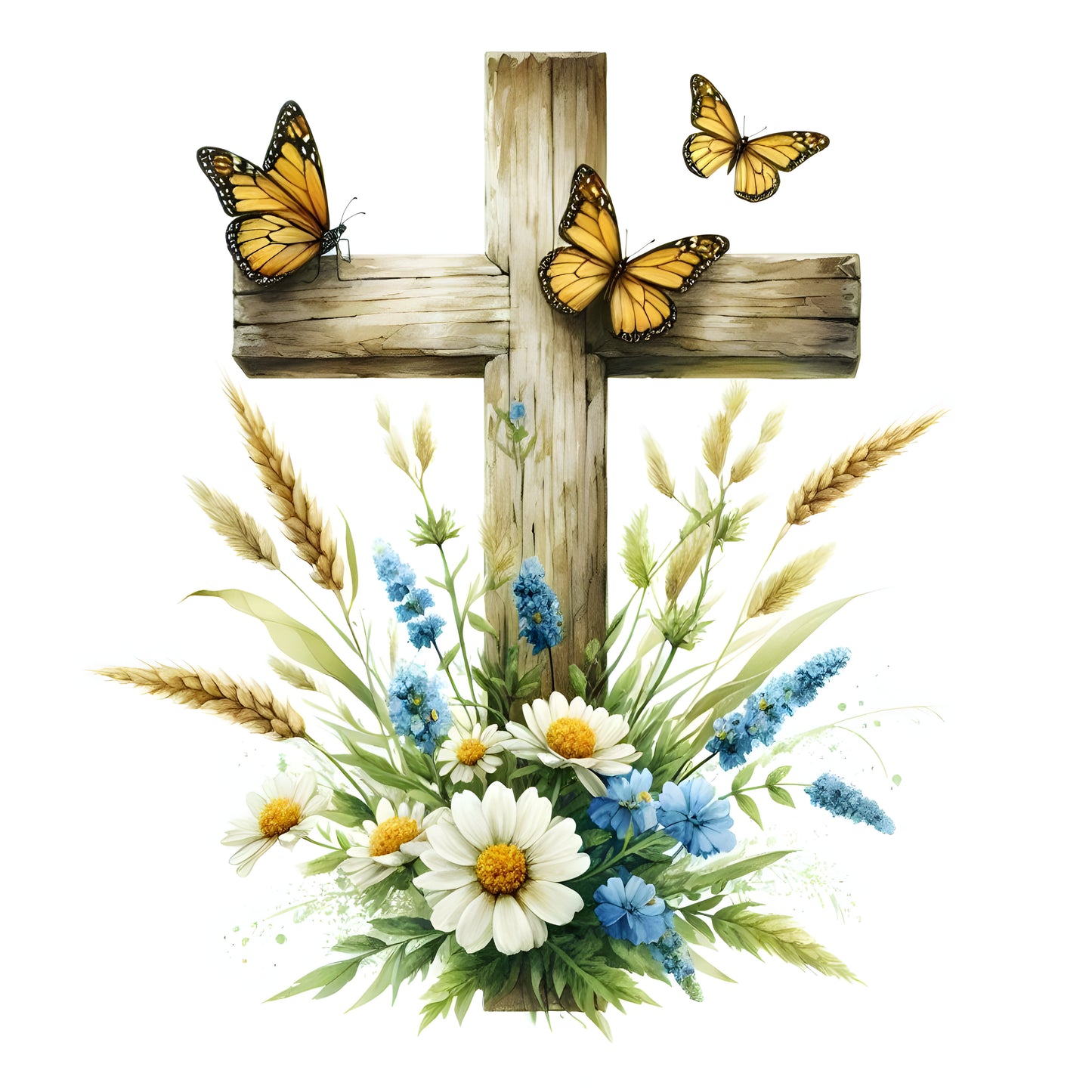 Floral Cross w/ Butterfly-9