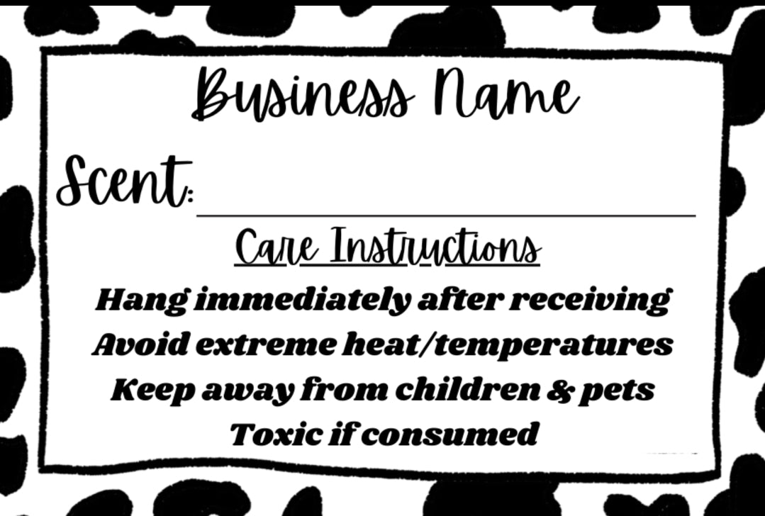 Freshie Scent Labels