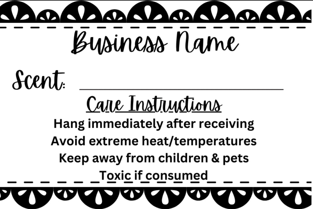 Freshie Scent Labels