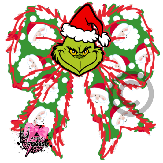 Mean One Bow With Face (Santa)