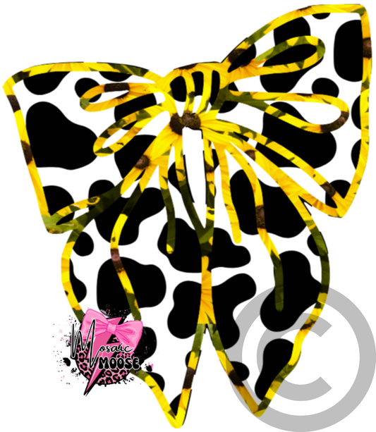 Slouchy Bow-Cow Print Sunflower