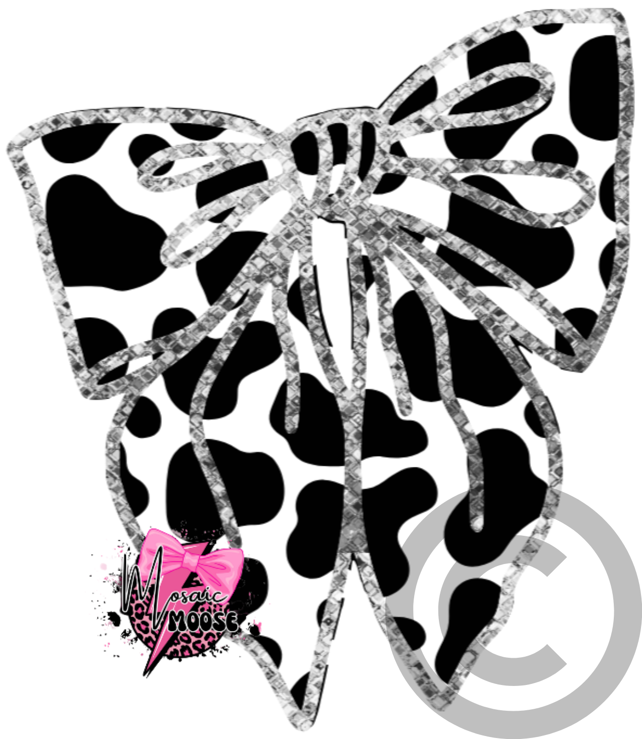 Slouchy Bow-Cow Print Silver