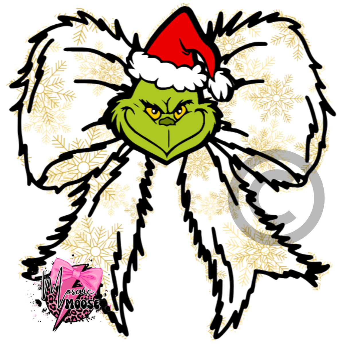 Mean One Bow With Face (Gold Snowflake)