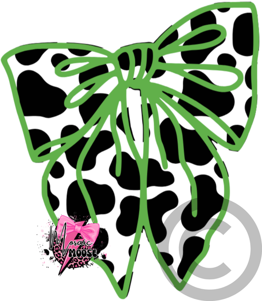 Slouchy Bow-Cow Print Green