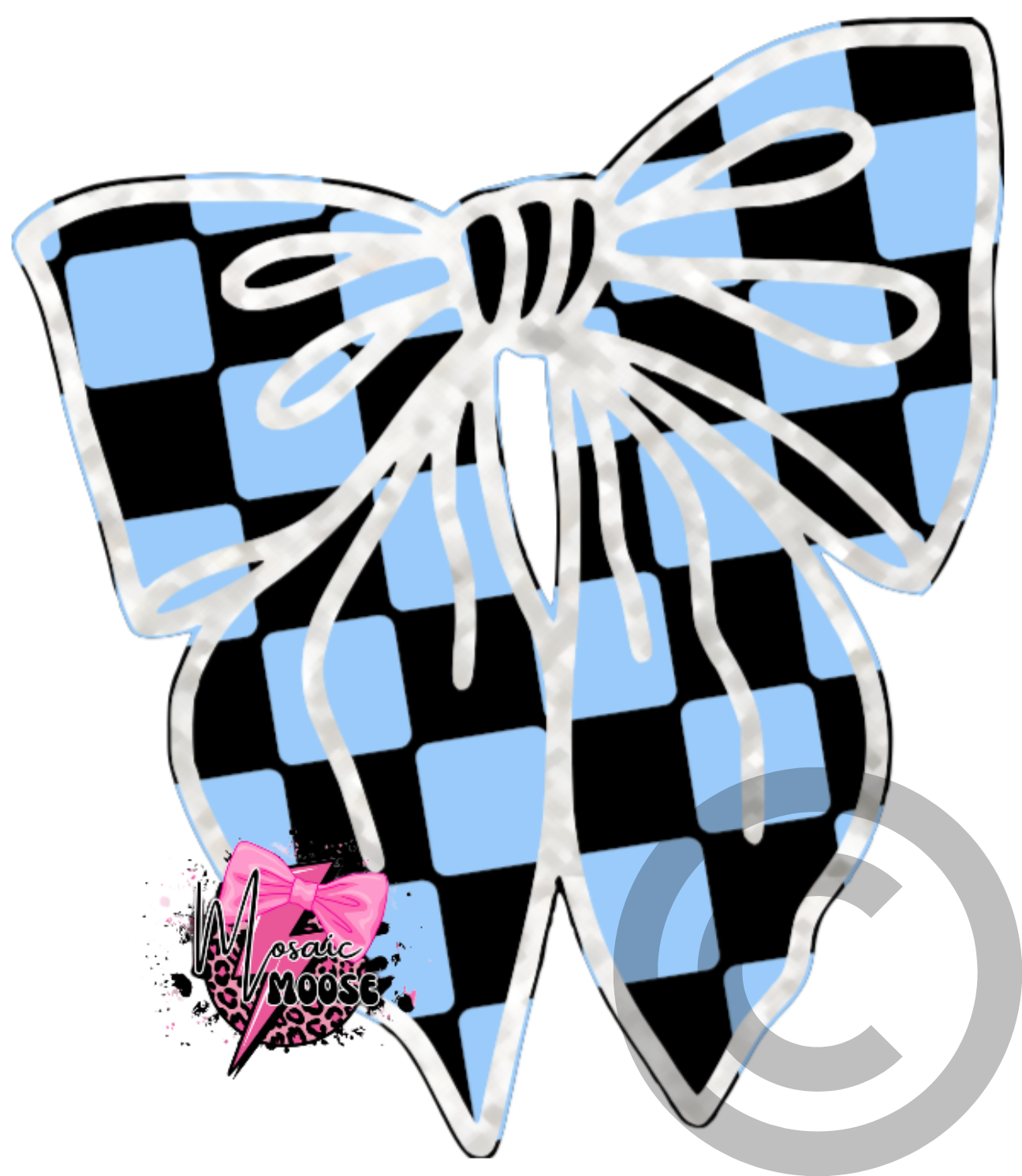 Slouchy Bow-Blue Checkered