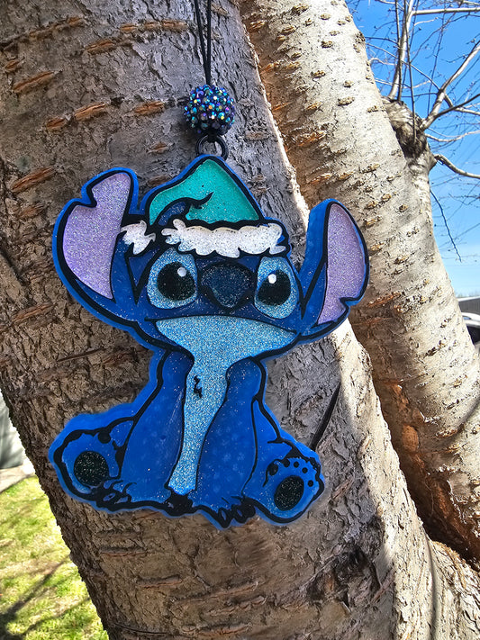 Blue Alien With Santa Hat