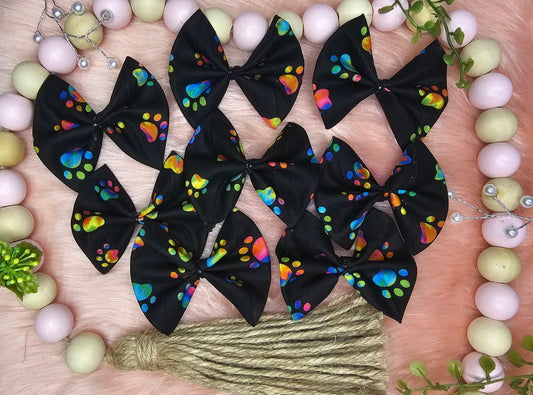 Tie Dye Paw Print Bows
