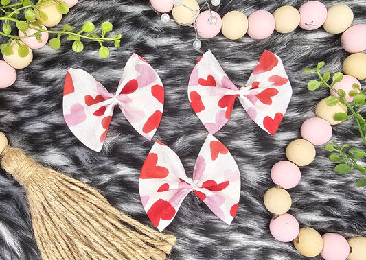 White w/ red and pink hearts