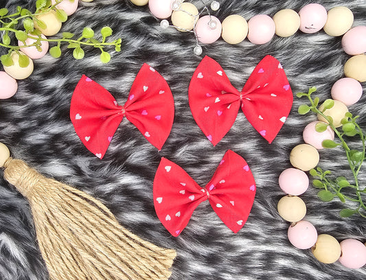 Red w/ pink and white hearts bows