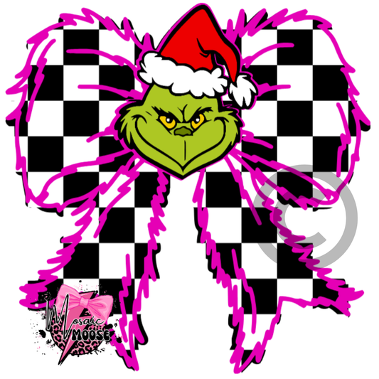 Mean One Bow With Face (Checkered)