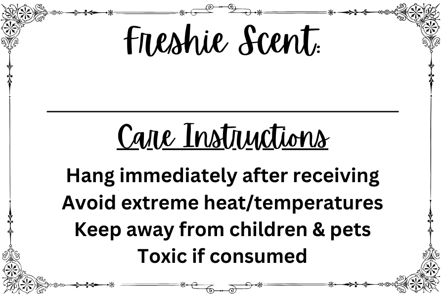 Freshie Scent Labels