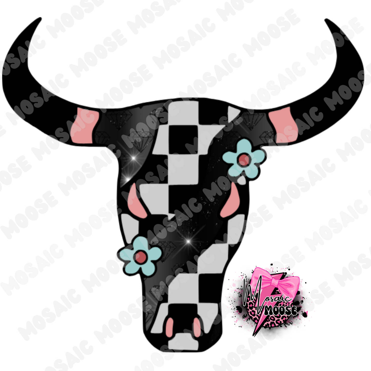 Retro Checkered Bull-6