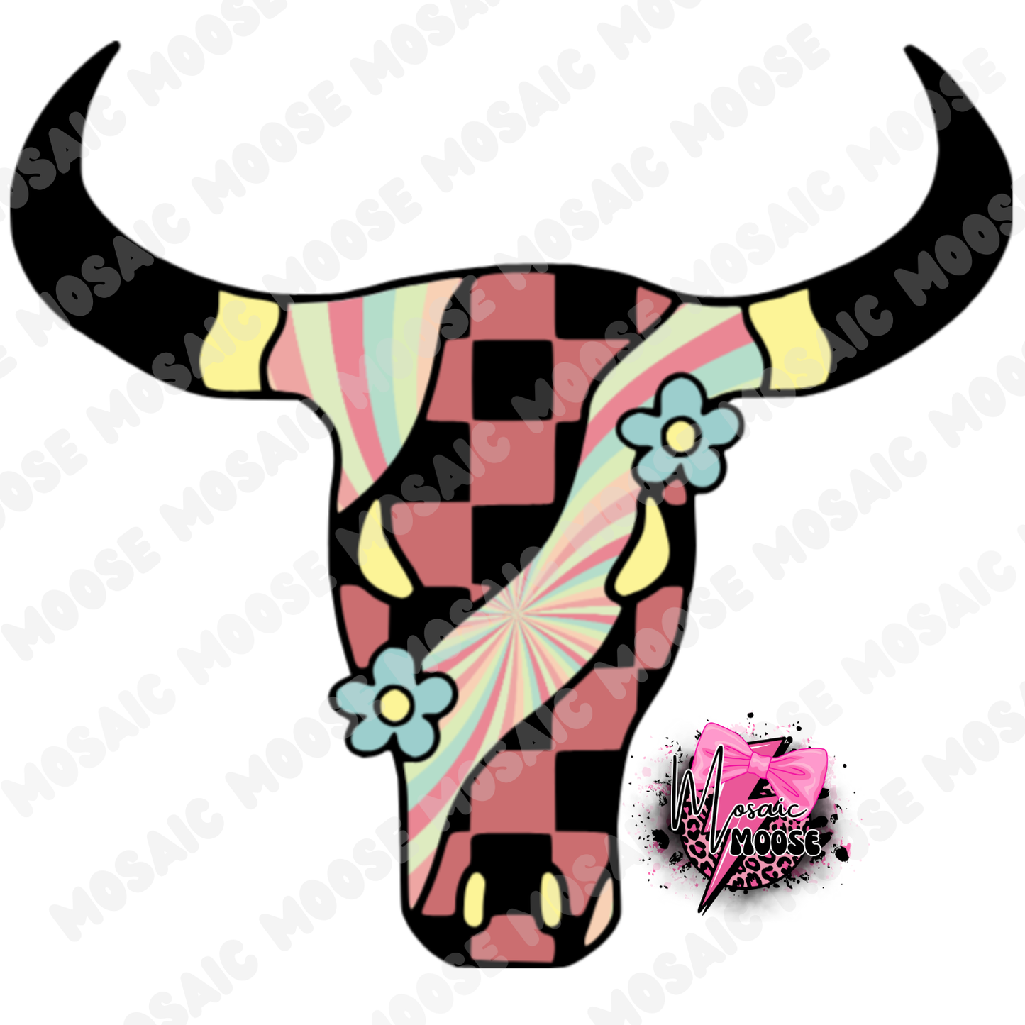 Retro Checkered Bull-8