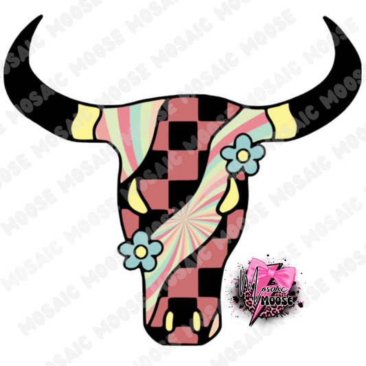 Retro Checkered Bull-8