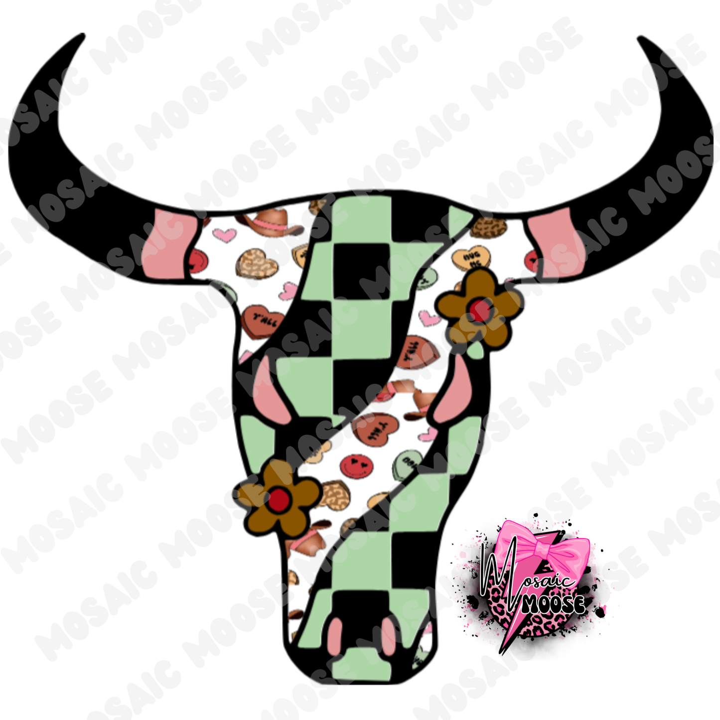 Retro Checkered Bull-9