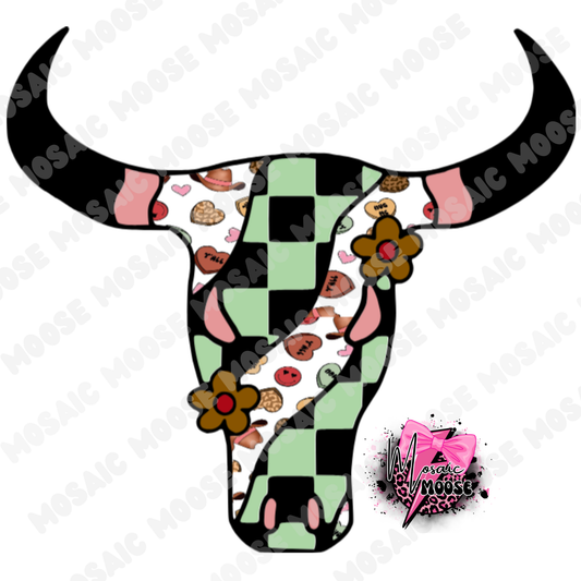 Retro Checkered Bull-9