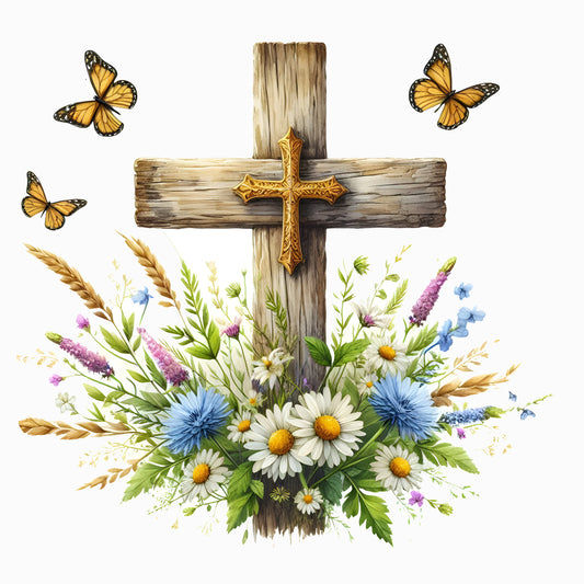 Floral Cross w/ Butterfly-10