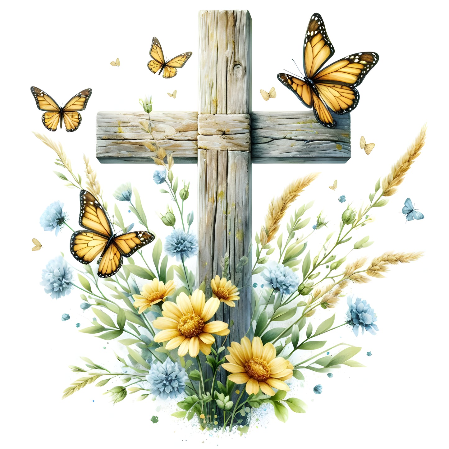 Floral Cross w/ Butterfly-11