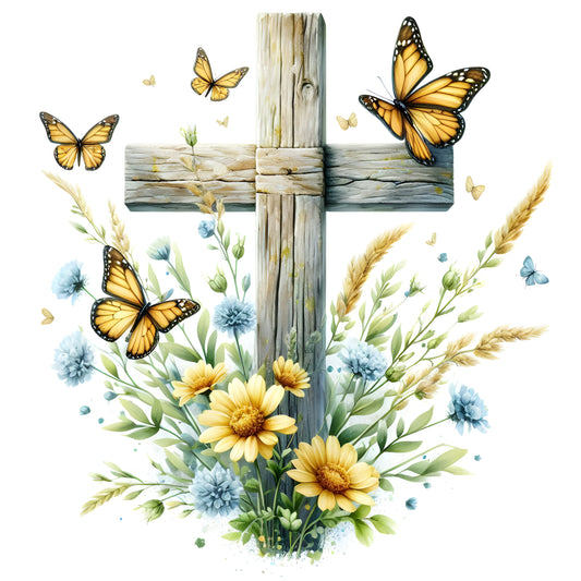 Floral Cross w/ Butterfly-11