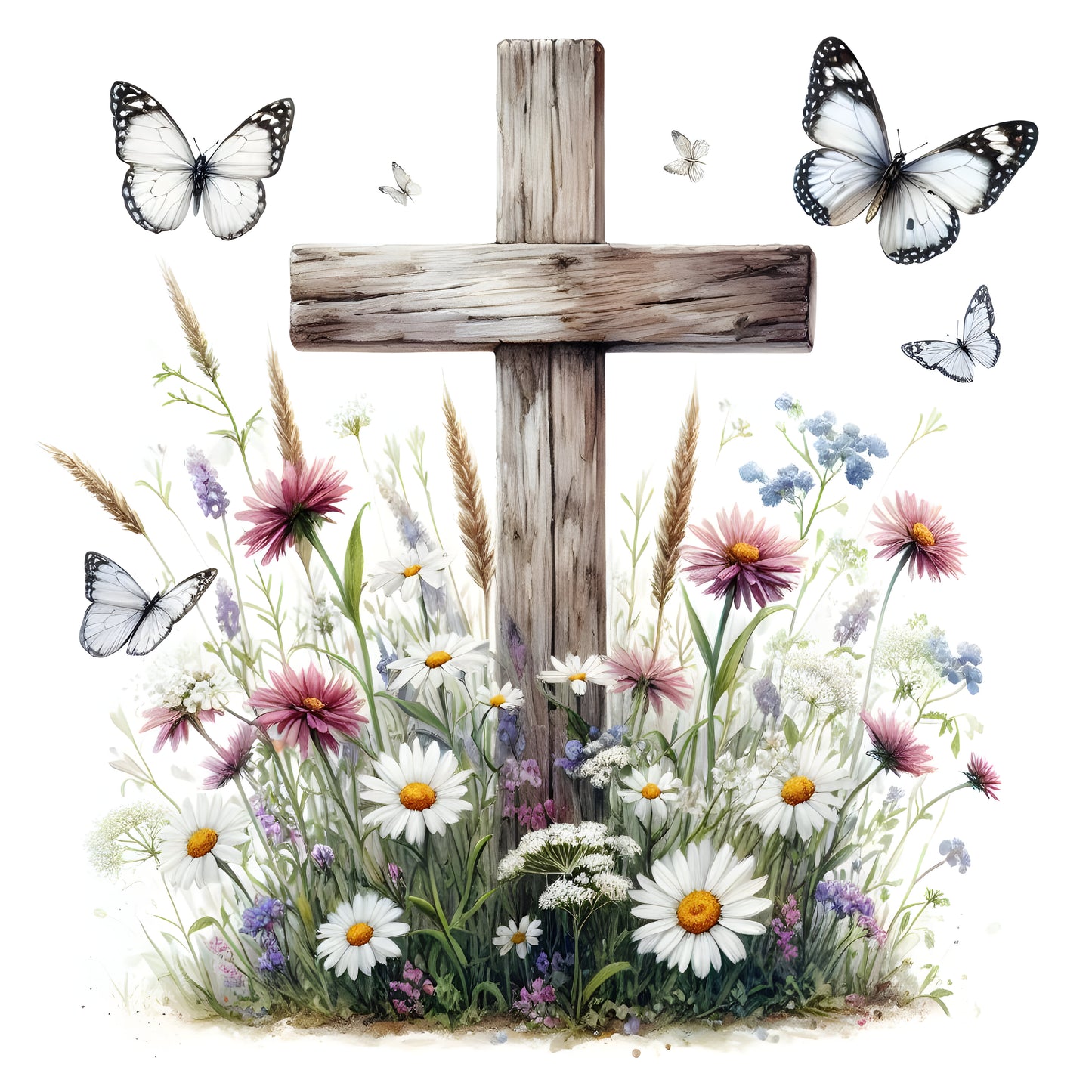 Floral Cross w/ Butterfly-14