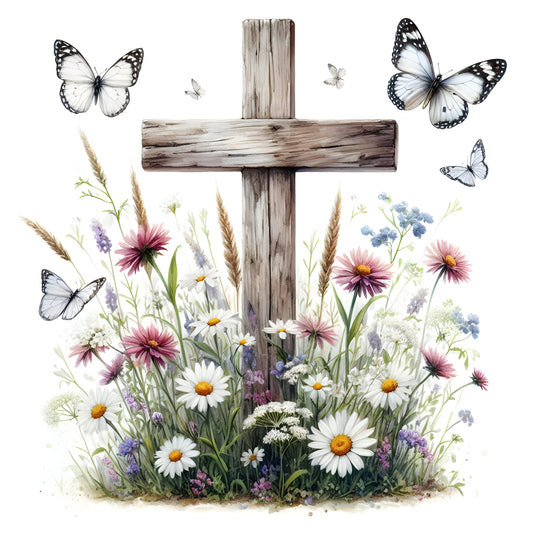 Floral Cross w/ Butterfly-14