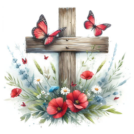Floral Cross w/ Butterfly-16