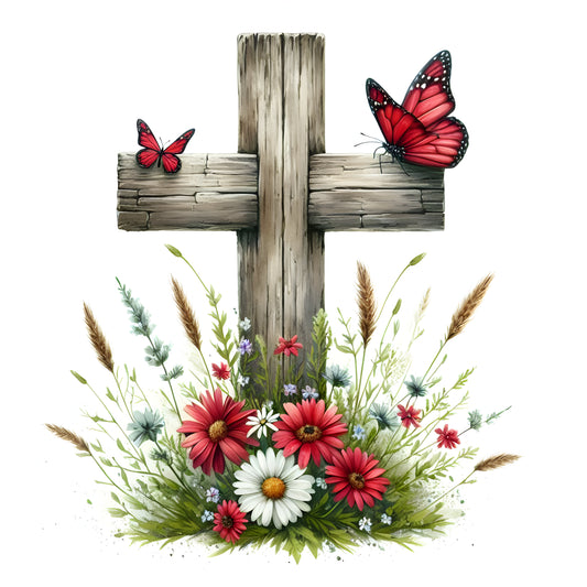 Floral Cross w/ Butterfly-17