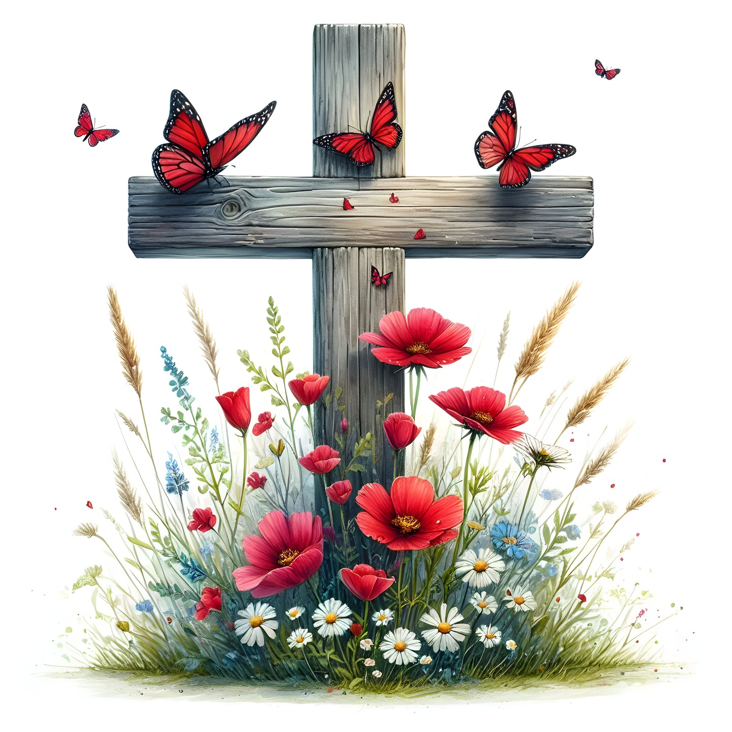 Floral Cross w/ Butterfly-18