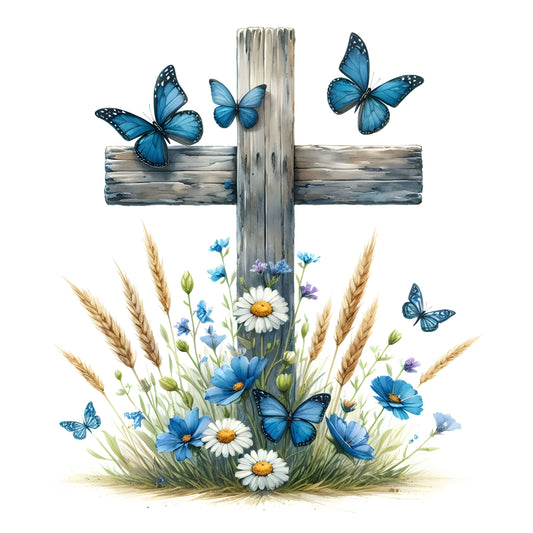 Floral Cross w/ Butterfly-20