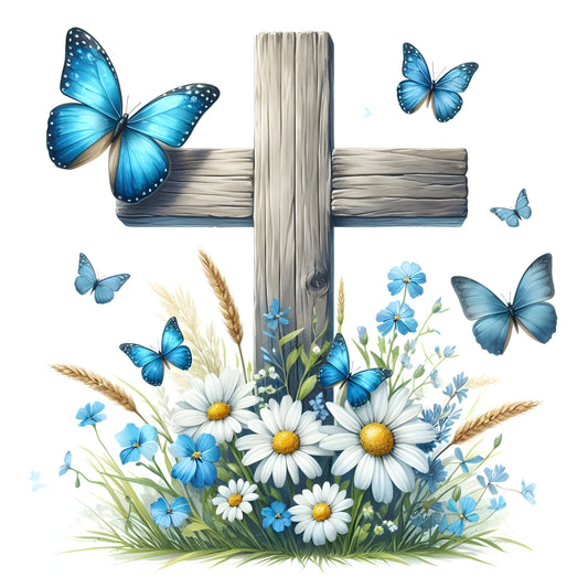 Floral Cross w/ Butterfly-21