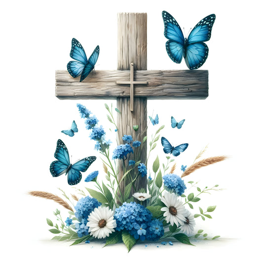 Floral Cross w/ Butterfly-22