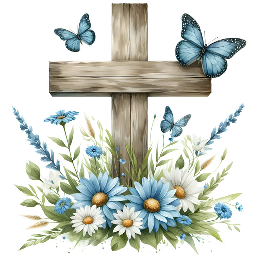 Floral Cross w/ Butterfly-23