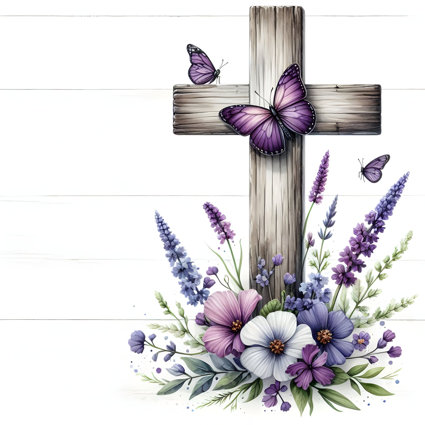 Floral Cross w/ Butterfly-4