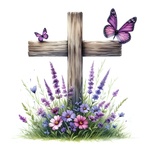 Floral Cross w/ Butterfly-5